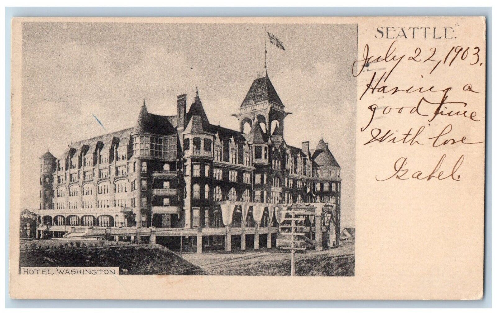 Seattle Washington Postcard Hotel Exterior View Building c1903 Vintage Antique