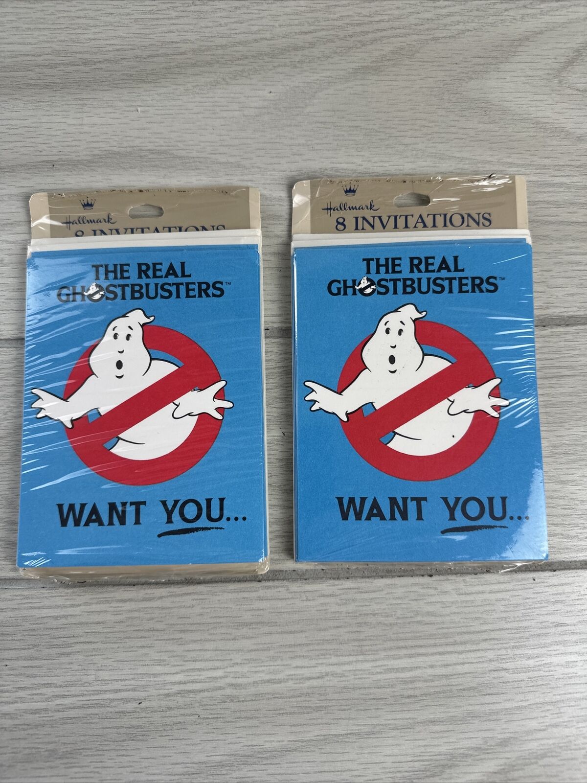 2 Pack (16) NEW VINTAGE The REAL GHOSTBUSTERS PARTY INVITATIONS from 1986