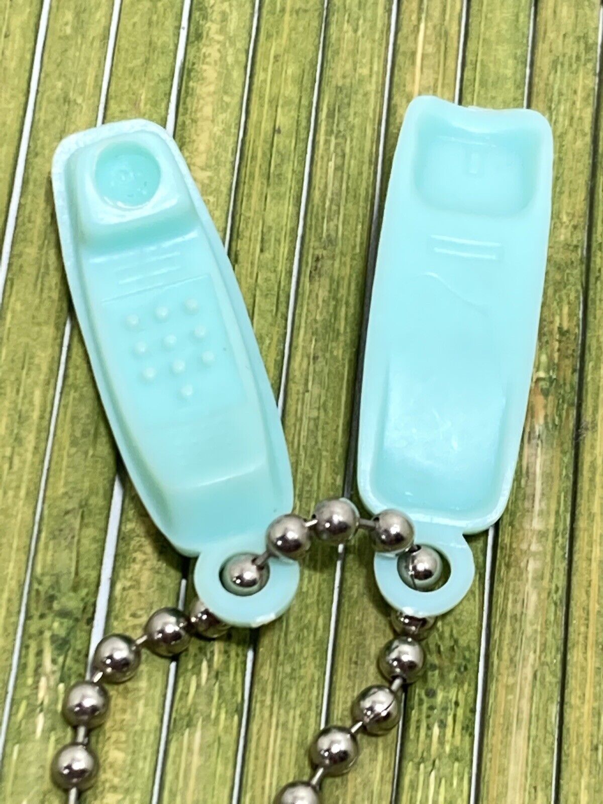 Vintage Aqua Trimline Phone Key Chain Barbie Size 2 Piece EUC