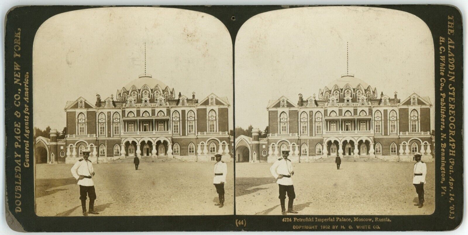 c1900's Rare Real Photo Stereoview Petrofski Imperial Palace in Moscow, Russia