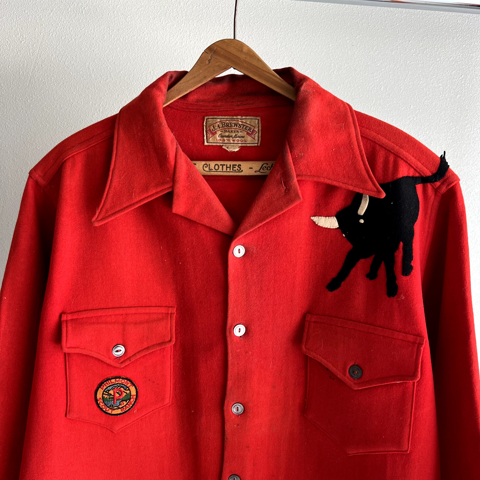 Vintage 1940s/50s Boy Scout's Philmont Ranch Wool Shirt Jacket Patches XL