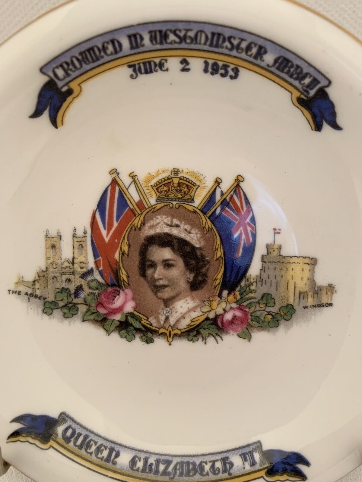 Collectible Royal Queen Elizabeth Crowned 1953 Bone China Dish By Aynsley 