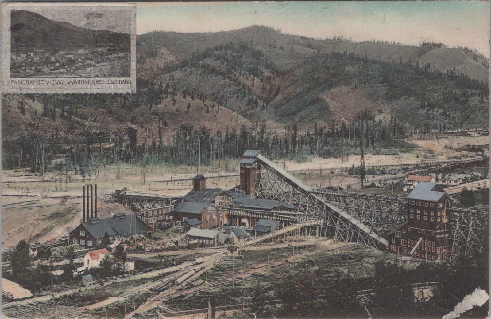 Bunker Hill Mine Sullivan Mill Wardner Kellogg Idaho,Peck PM c1900s Postcard