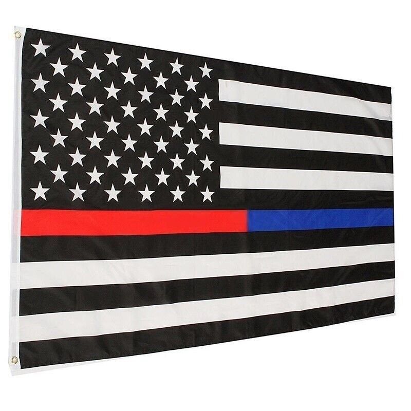 3\' x 5\' Thin RED & BLUE Line American Flag - Fire Fighter Firefighter - Police