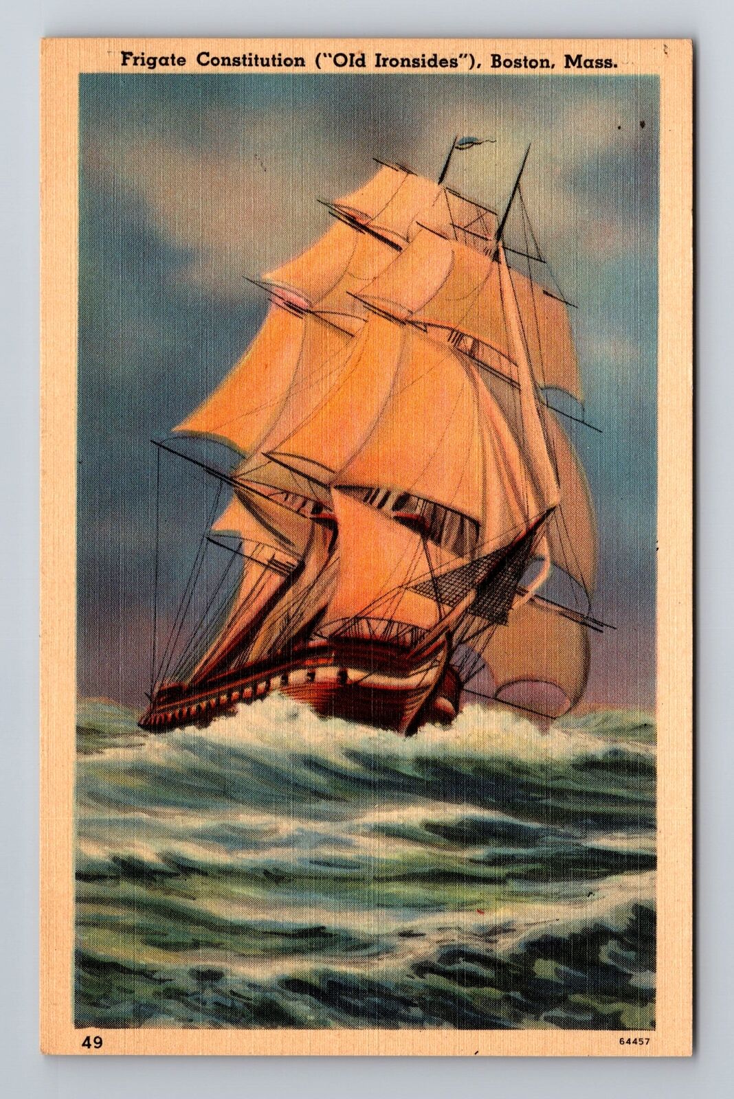 Boston MA-Massachusetts, Frigate Constitution, Old Ironsides, Vintage Postcard
