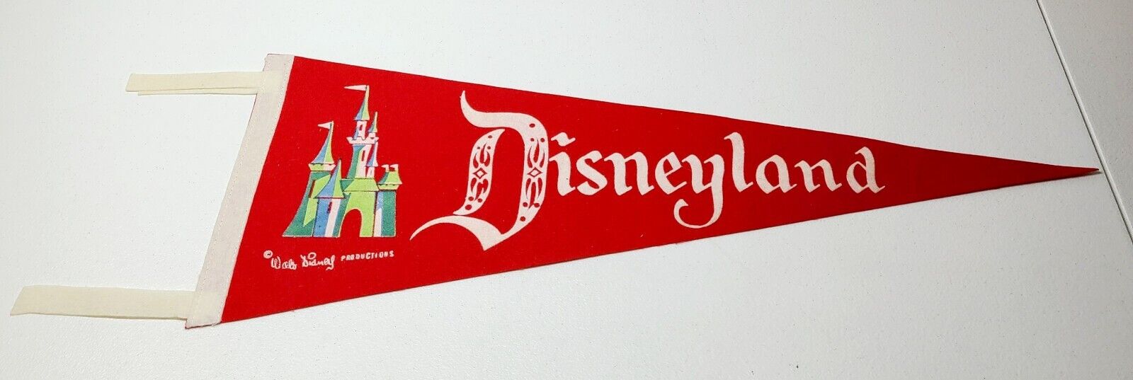 Vintage 1960's Disneyland Sleeping Beauty Castle Red Pennant Walt Disney