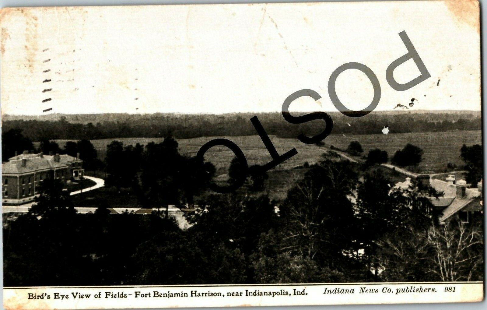 1910 Fort Benjamin Harrison IN Bird\'s Eye, to Theodore Grimes, postcard jj002