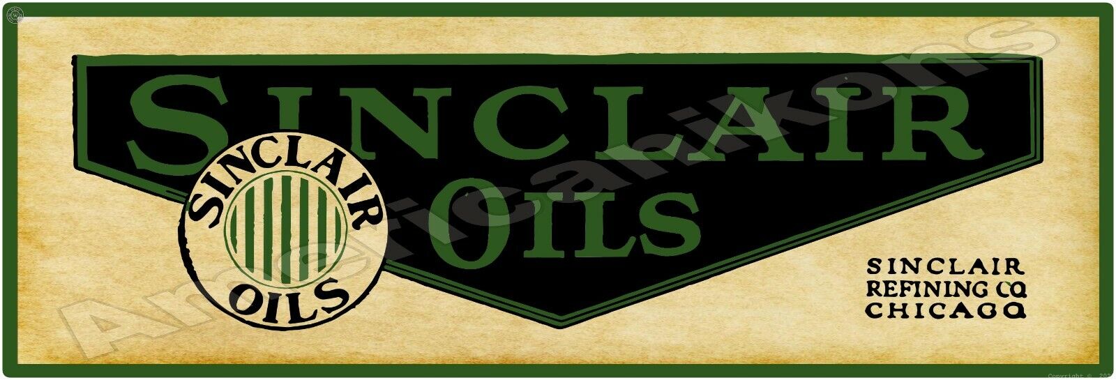 1921 Sinclair Refining Co. Oils New Metal Sign: 6 x 18\