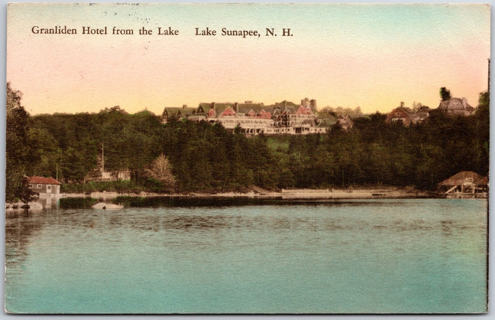 1931 Granliden Hotel From The Lake Sunapee New Hampshire NH Posted Postcard