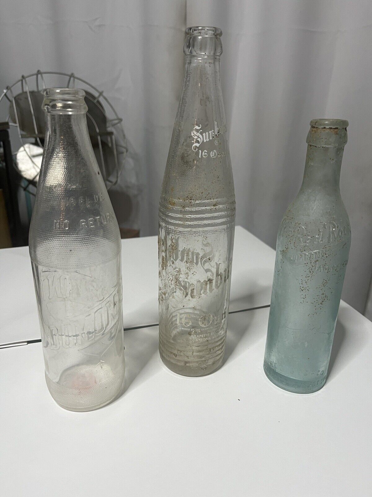 3 Vintage Old Glass Soda Pop Bottles