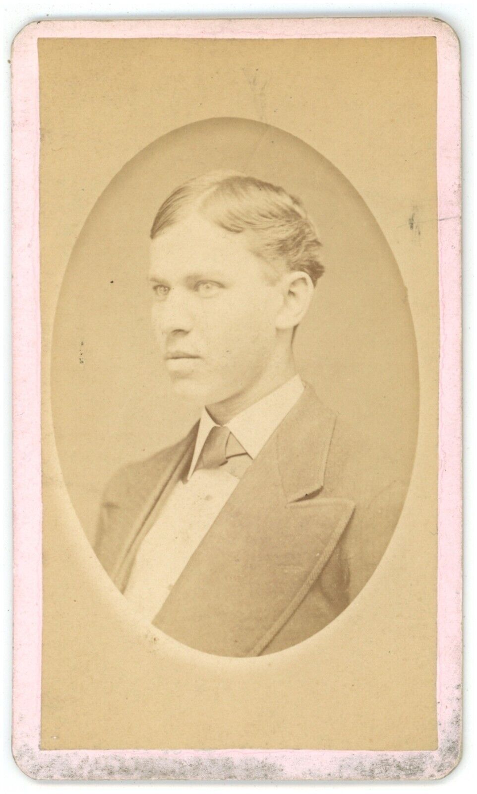 Antique CDV Circa 1870s S. Austen Handsome Young Man in Suit Oswego New York
