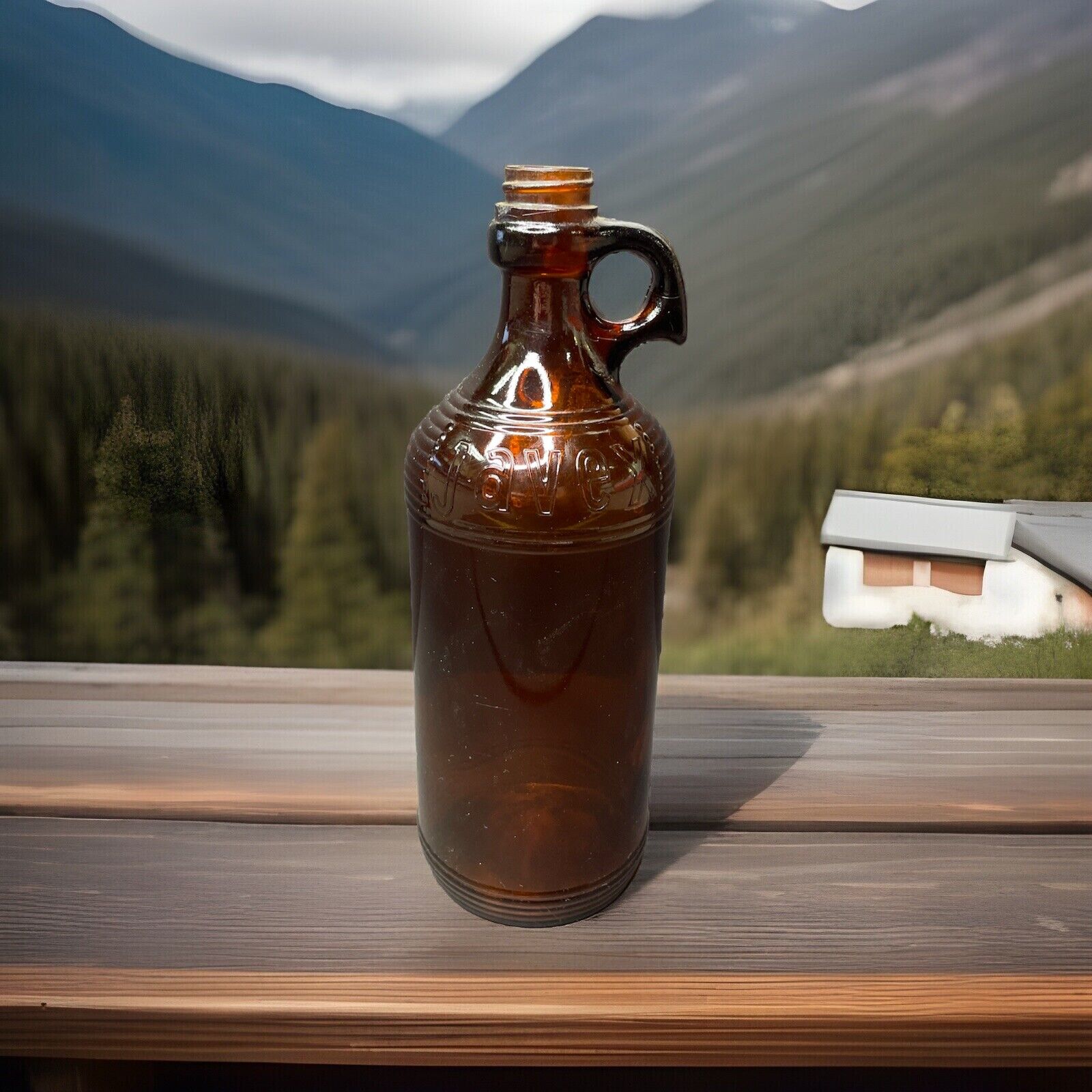 Vintage 1939 Javex Clorox Empty Brown Bottle Canada Without Cap Lake Ontario