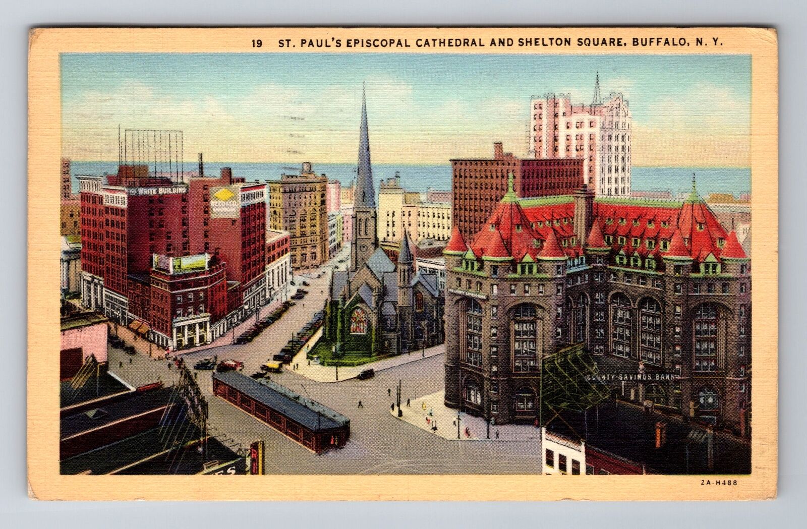 Buffalo NY-New York, St Paul's Episcopal Cathedral, Vintage c1940 Postcard