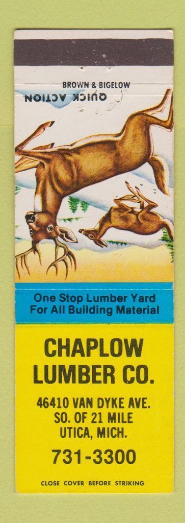 Matchbook Cover - Chaplow Lumber Utica MI