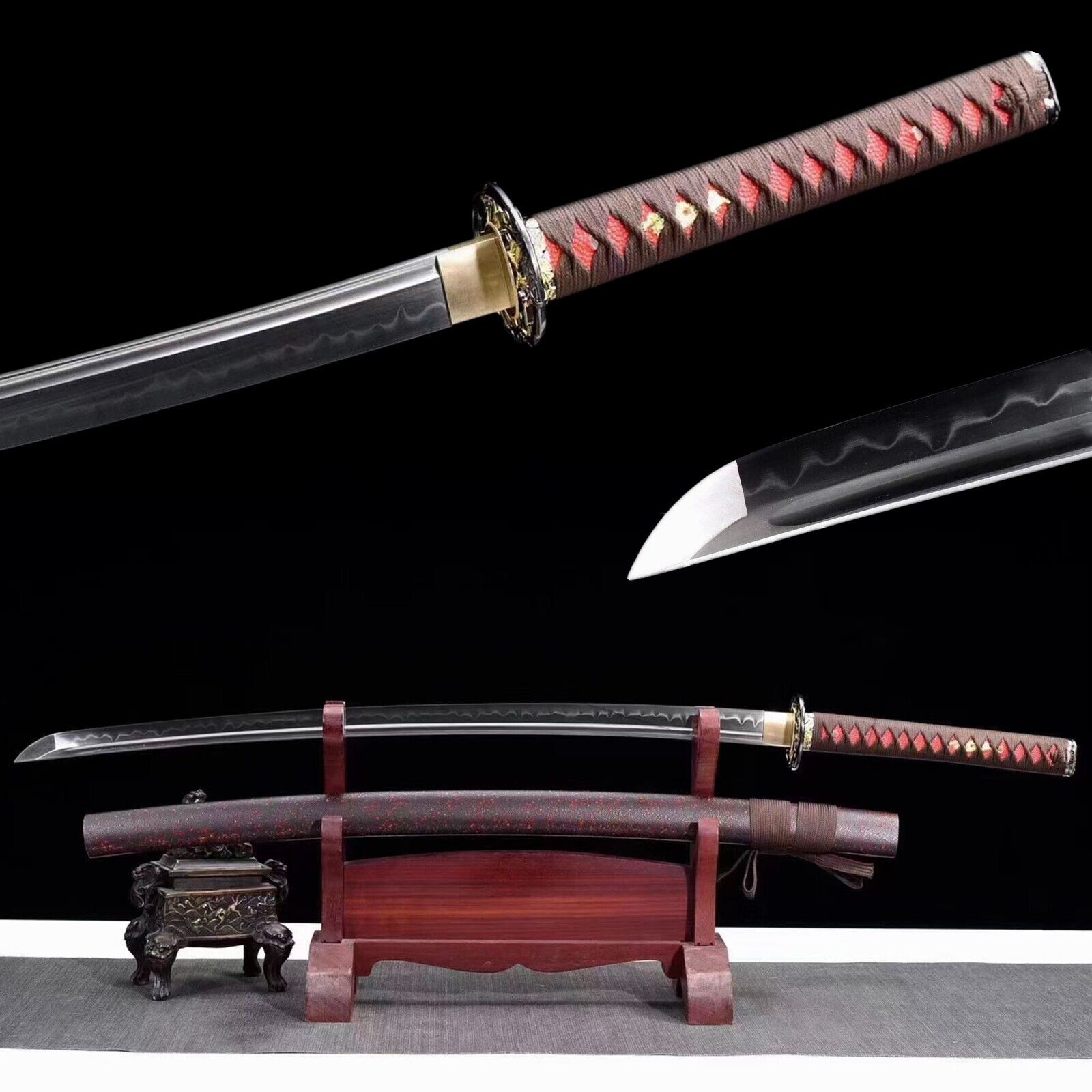 Handmade T10 Steel Clay Tempered Japanese Samurai Sword“虚竹” Katana Sharp