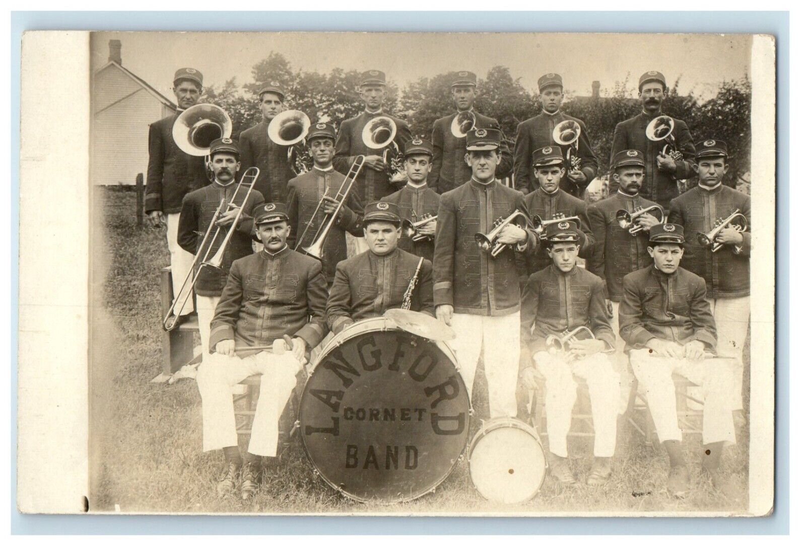 c1910\'s Marching Band Langford New York NY RPPC Photo Posted Antique Postcard