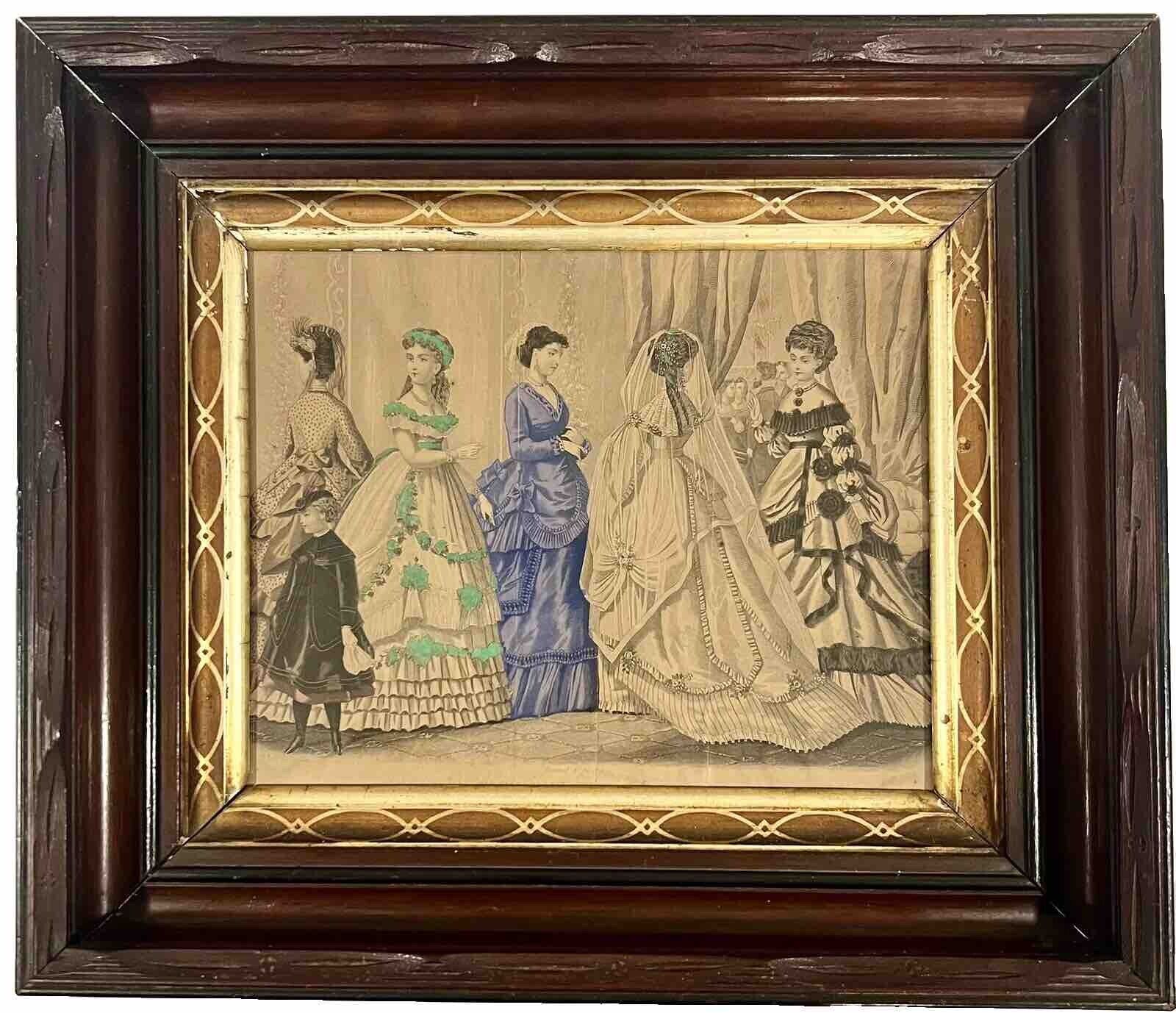 Antique Victorian Walnut Wood Deep Picture Art Frame fits 10” x 8” Gold Ebony