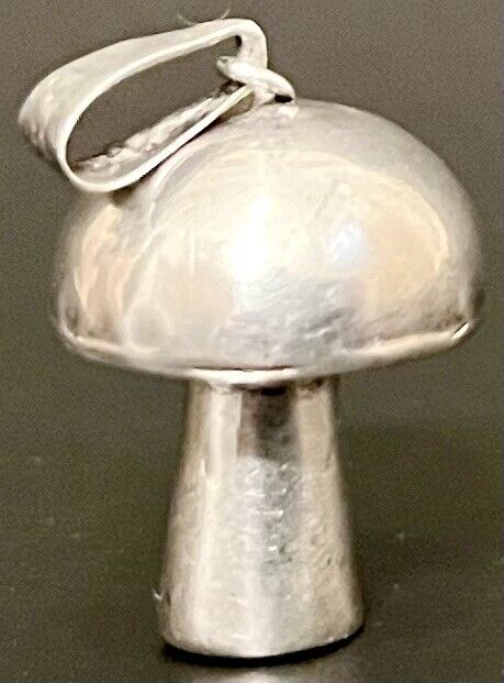 Vintage 925 Sterling Silver Simple Mushroom Pendant Charm Goblincore 1” H