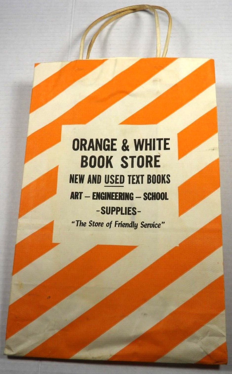 Vtg 1960'S University of Tennessee Volunteers Orange & White Bookstore Paper Bag