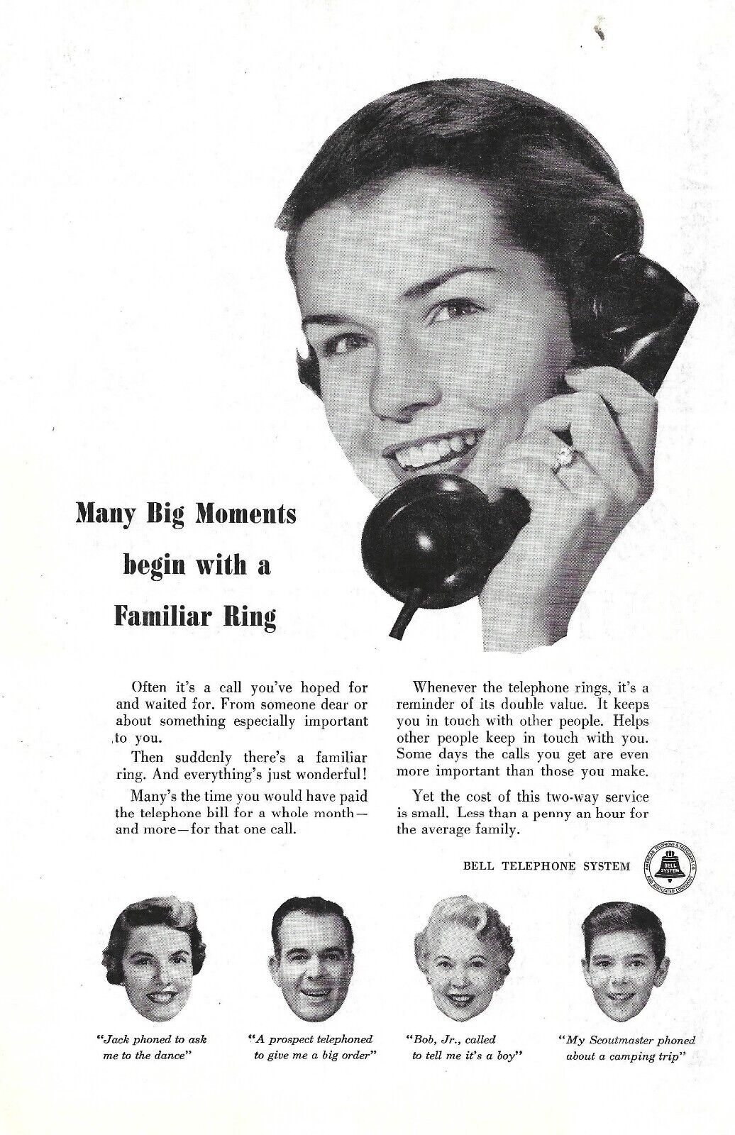1954 Bell Systems Vintage Print Ad Telephone Utility Ephemera Telecommunications