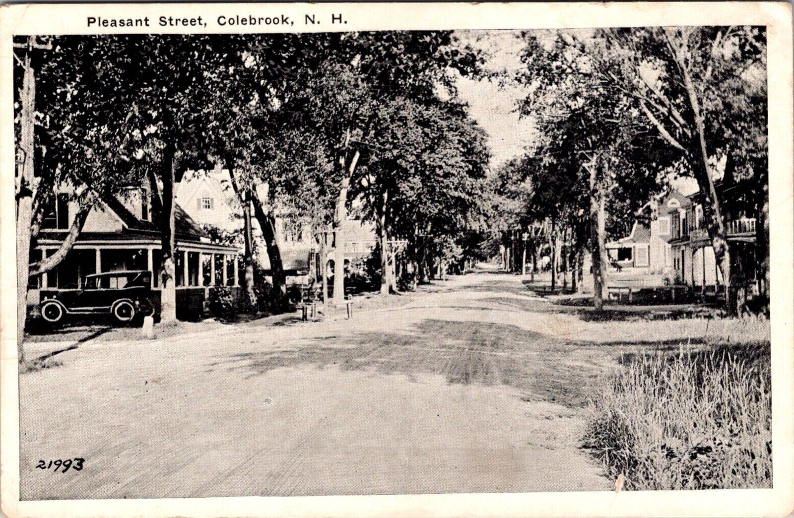 Postcard Pleasant Street, Colebrook NH New Hampshire Auto Car