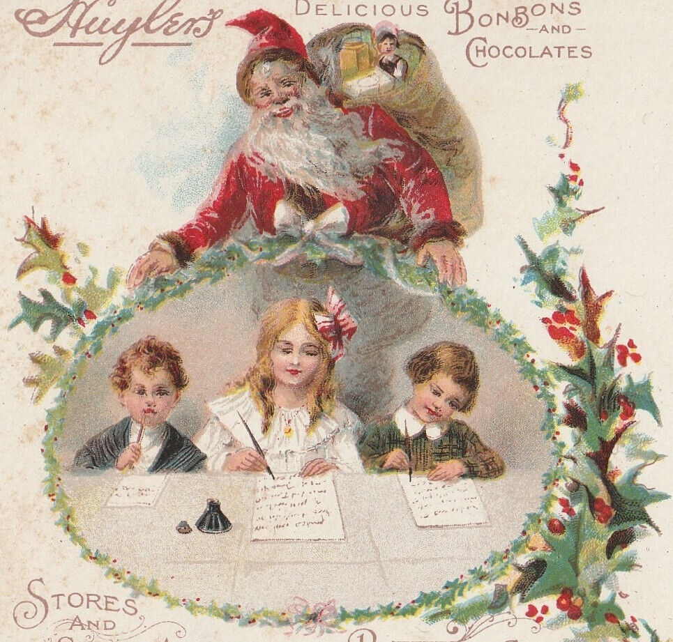1910 Advertising Postcard Children Write to Santa Claus Huylers Chocolates