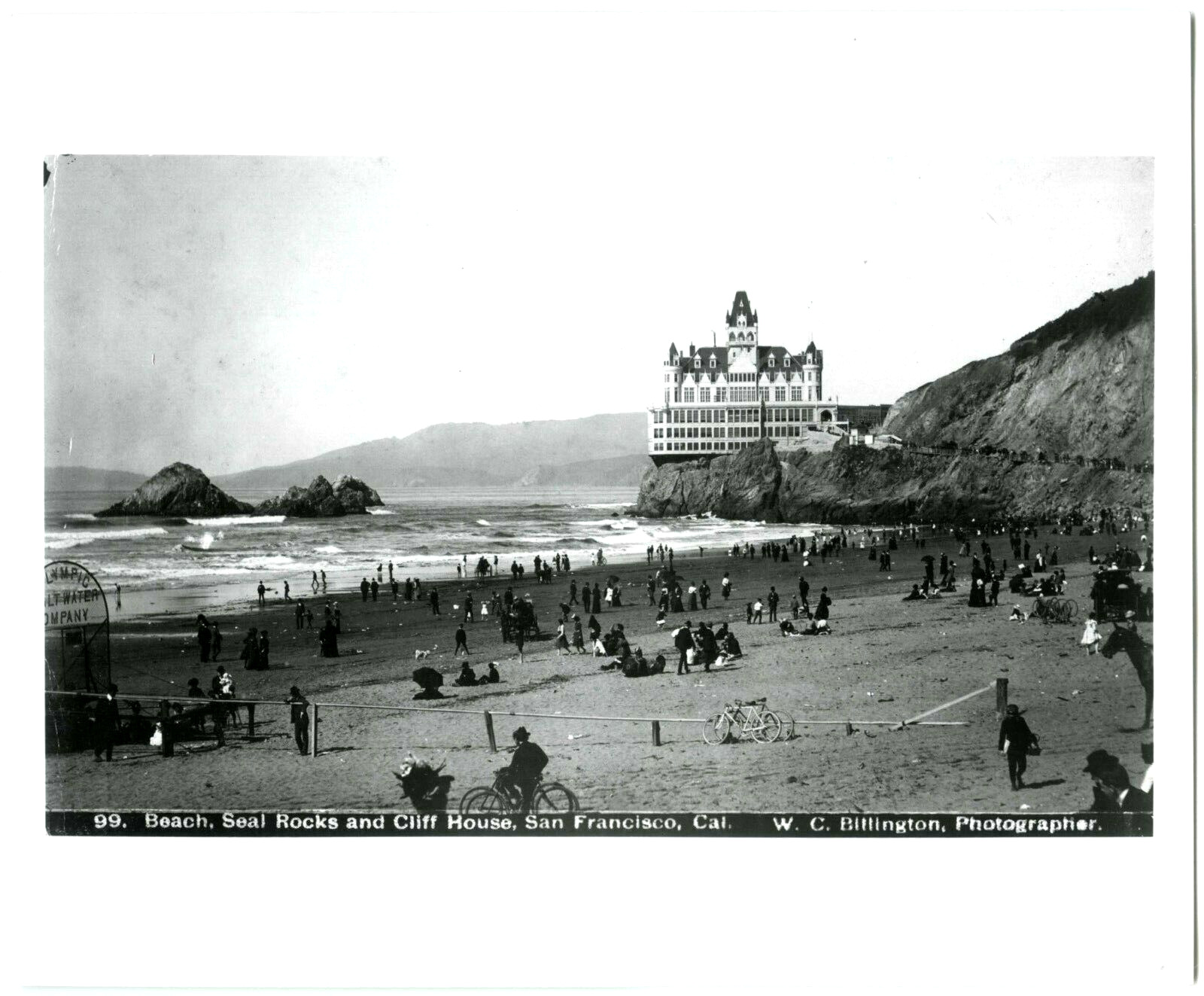 c.1900 SAN FRANCISCO OCEAN BEACH,VICTORIAN CLIFF HOUSE & SEAL ROCKS~8\