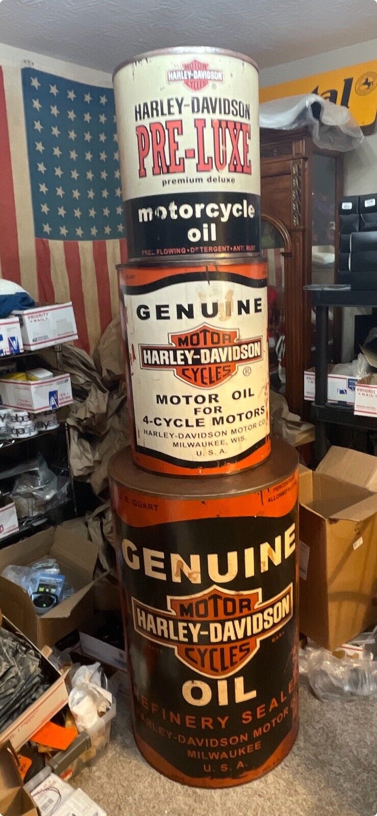 Harley Davidson Oil Can Barrels Complete Set Rare Heavy Dealer Display