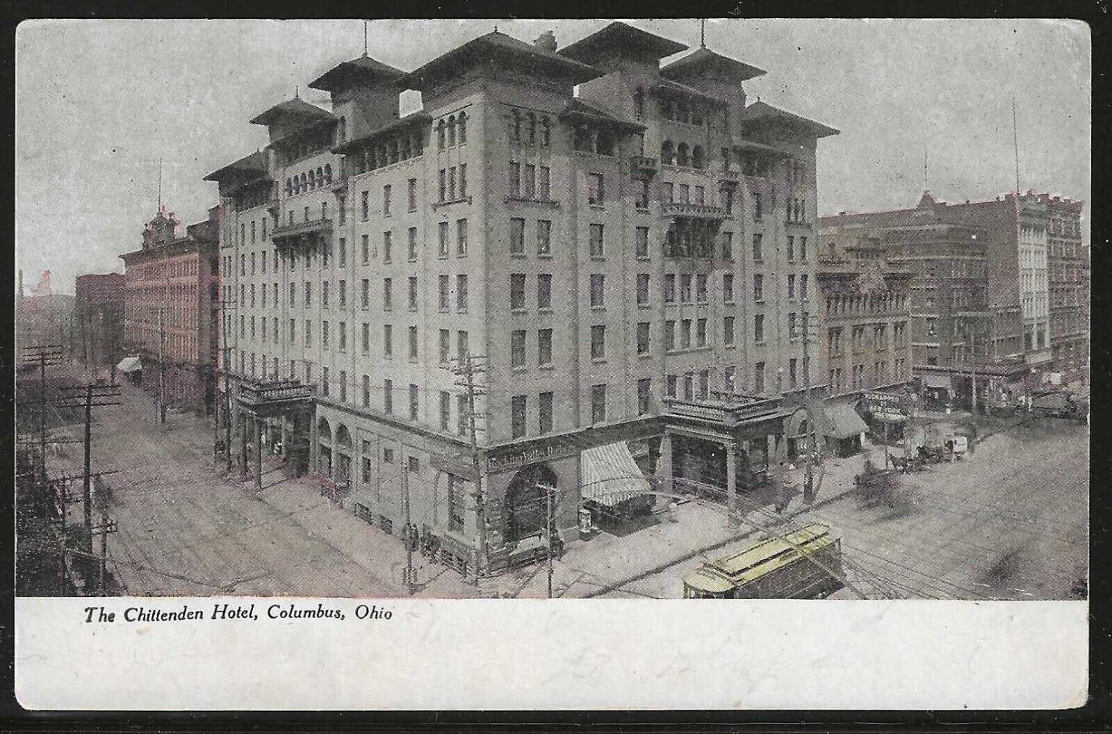 The Chittenden Hotel, Columbus, Ohio, Very Early Postcard, Used in 1907