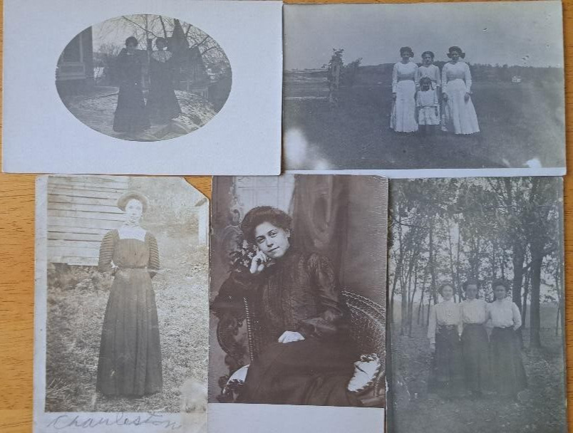 Lot of 5 Real Photo Postcards   POSING  WOMEN    c.1900\'s-1920\'s     RPPC