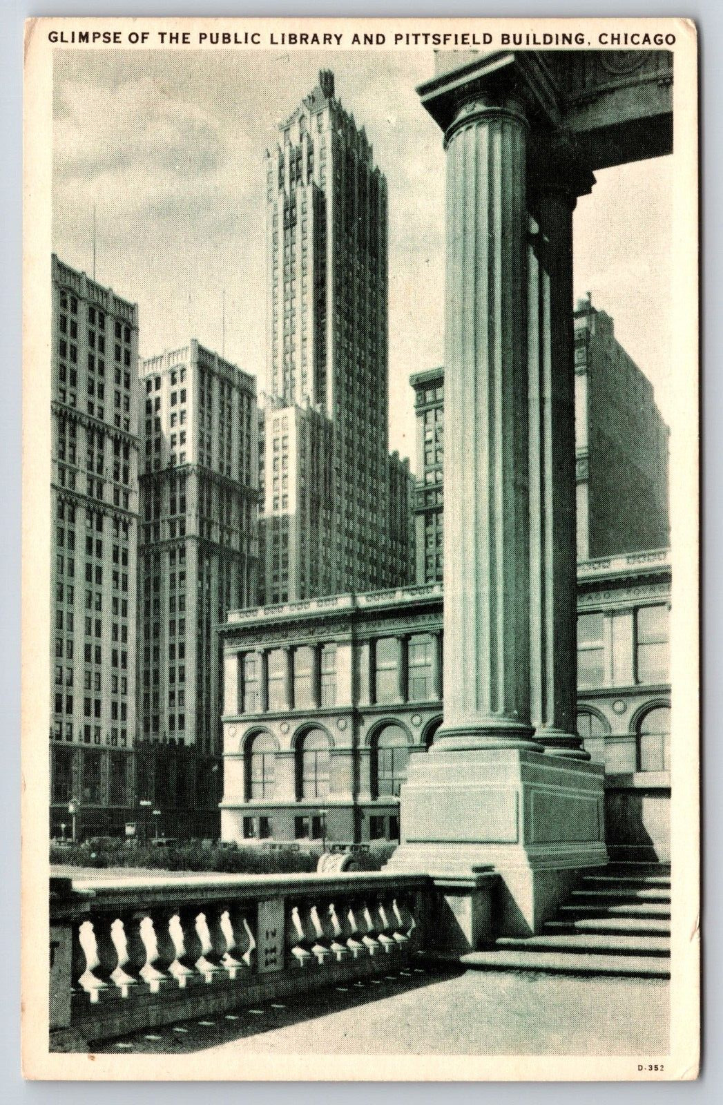 Vintage Antique Postcard Chicago, Illinois Public Library Pittsfield Buildings