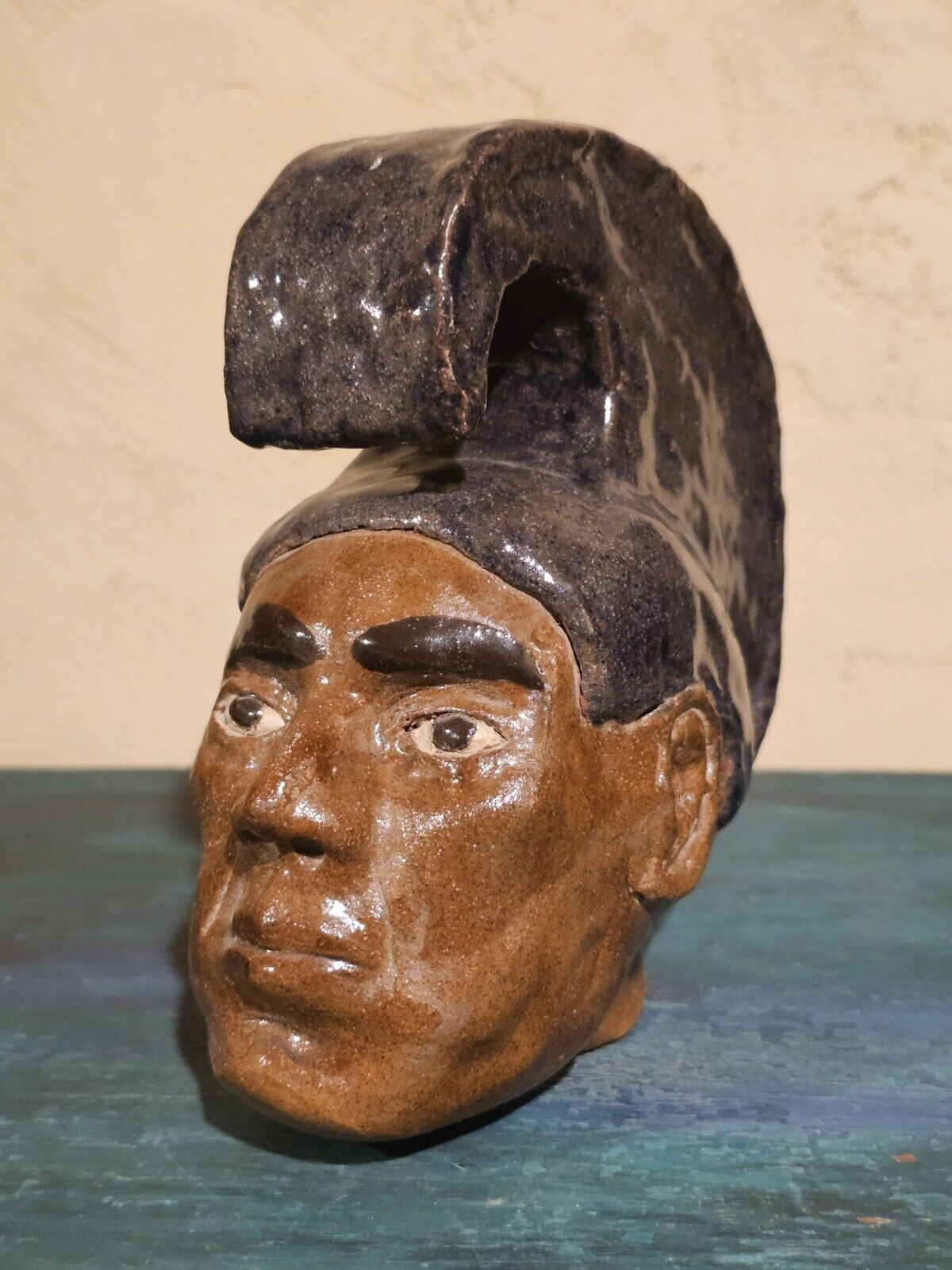 Vintage Mexican Male Head Sculpture Mexico Folk Art