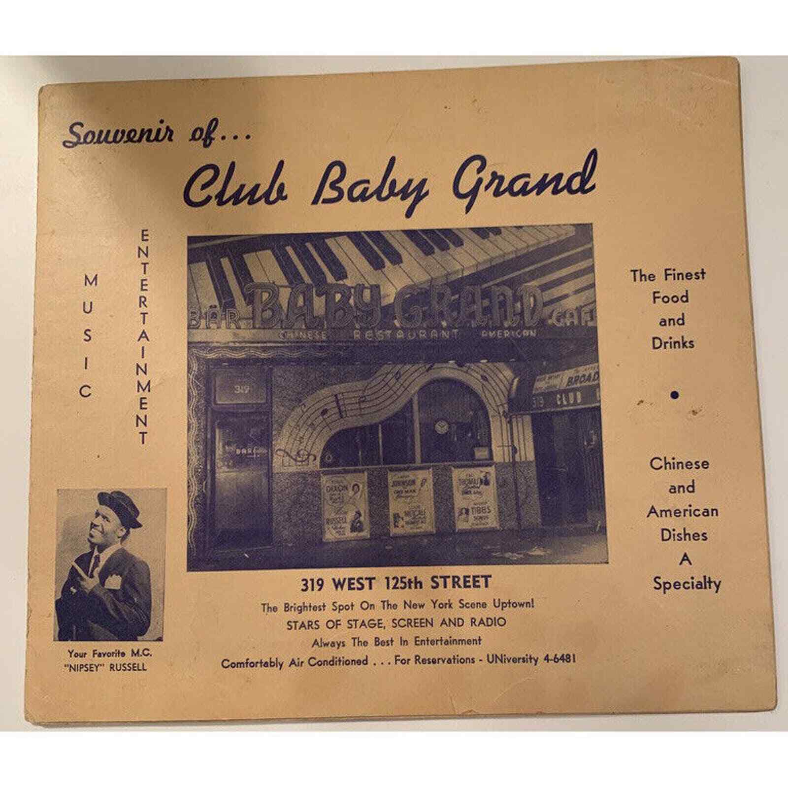 Souvenir of CLUB BABY GRAND 1950's 10.5 x 9.5