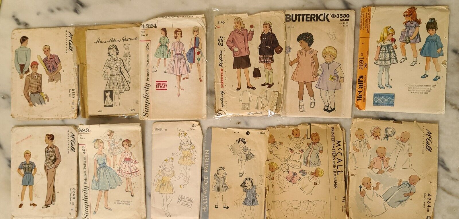 Lot of 12 Vintage Baby & Kid Sewing Patterns 1940\'s to 1970
