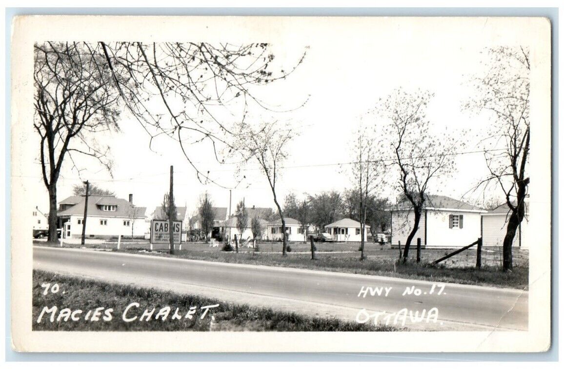 c1940\'s Macies Chalet Hwy 17 Cabins View Ottawa Canada RPPC Photo Postcard