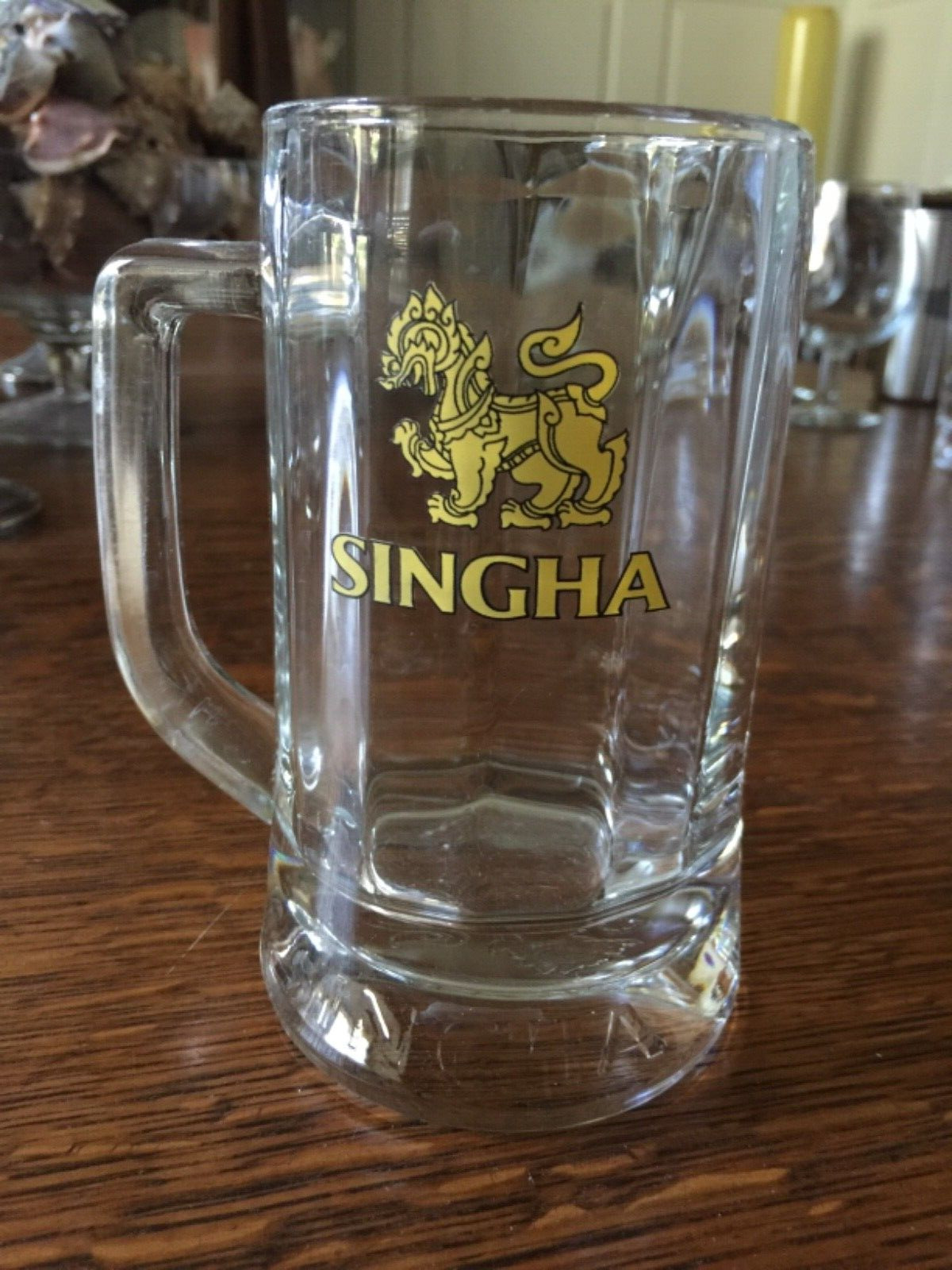 Singha Beer Thailand Lion Logo Glass Mug