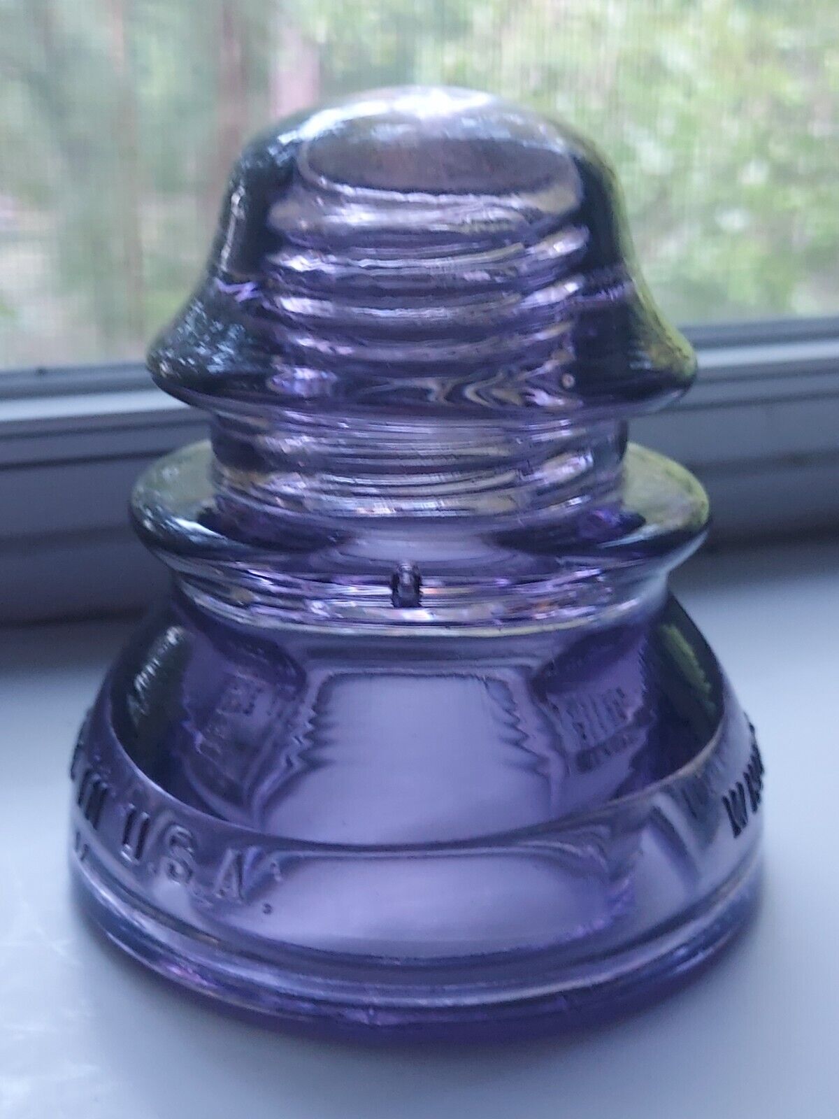 Whitall Tatum No. 1 Purple Glass Insulator Marked 17 USA Vintage