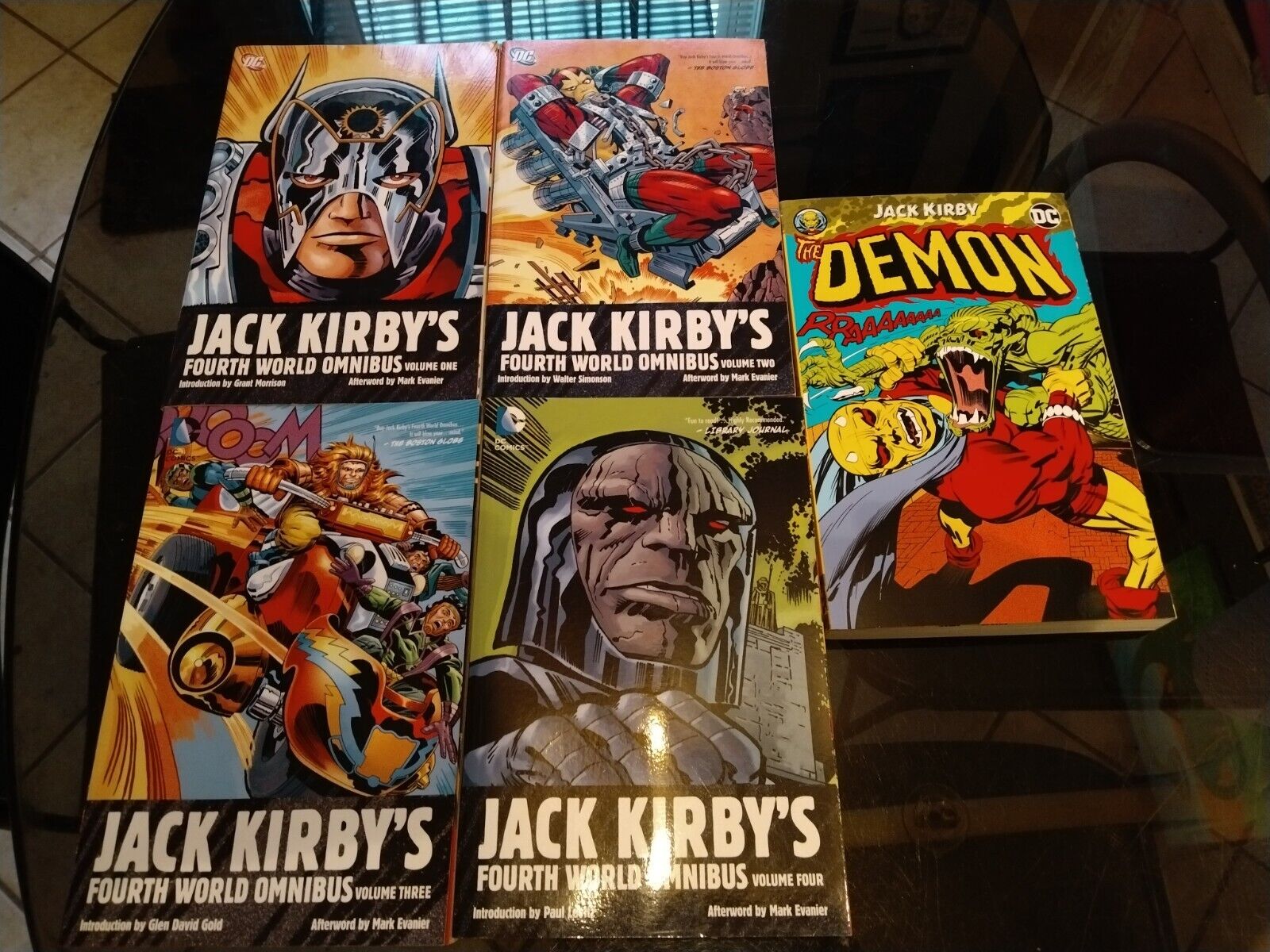 Lot of 5 Jack Kirby graphic novels: Fourth World Omnibus Vol 1-4, plus Demon