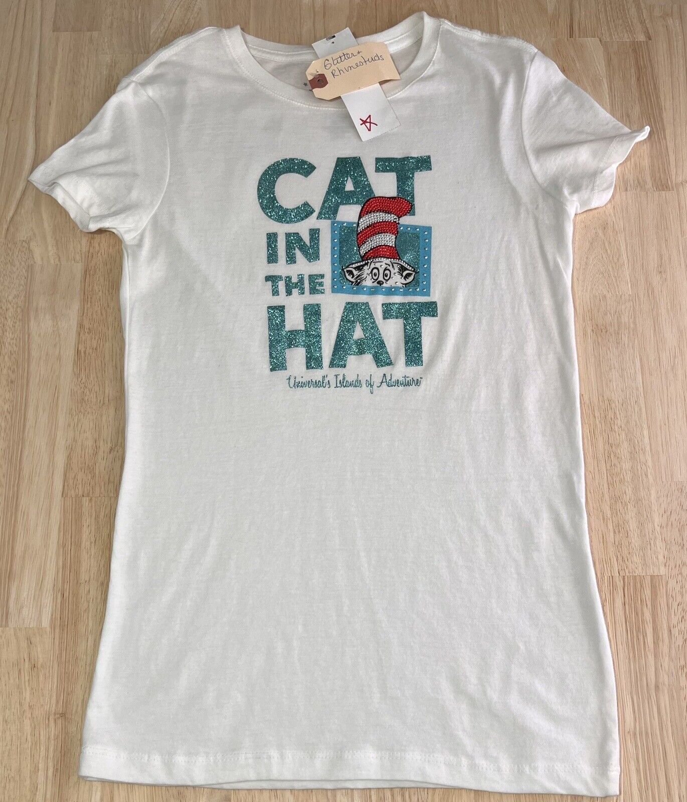 (M) UNIVERSAL STUDIOS Cat In The Hat Womens Shirt Glitter ISLANDS OF ADVENTURE
