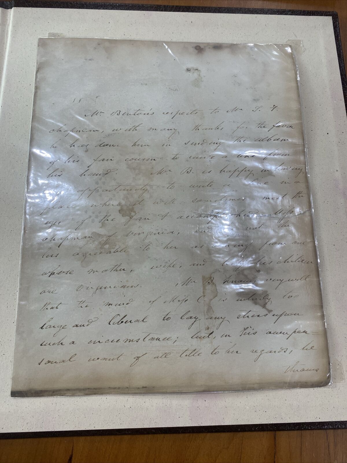 Missouri Senator Thomas Hart Benton Autograph Letter Signed 1846 2-sided Leather