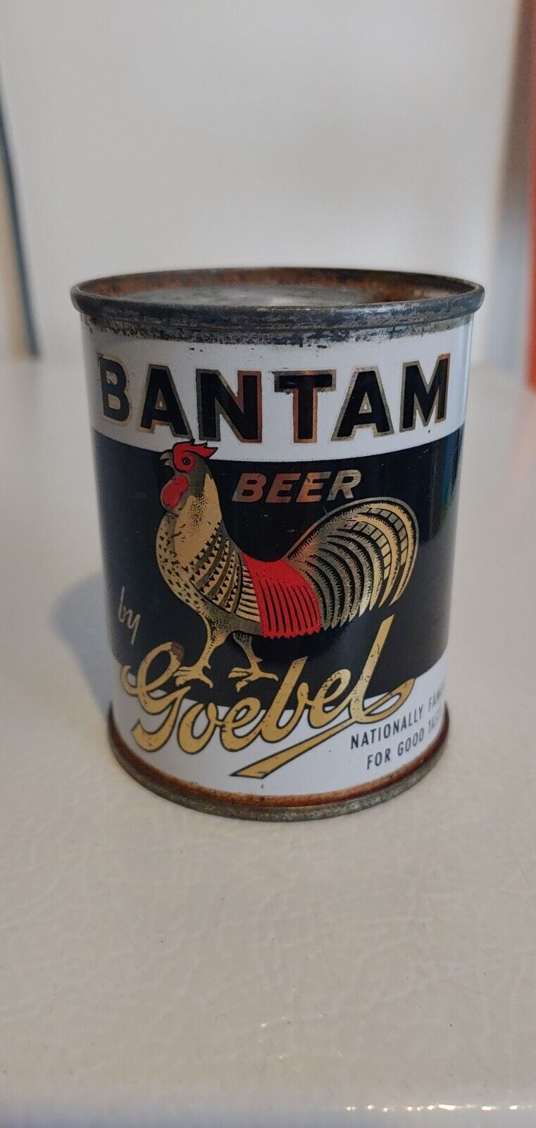Goebel Bantam Beer 8oz Flat Top Metal Tin Can Detroit, Michigan USA