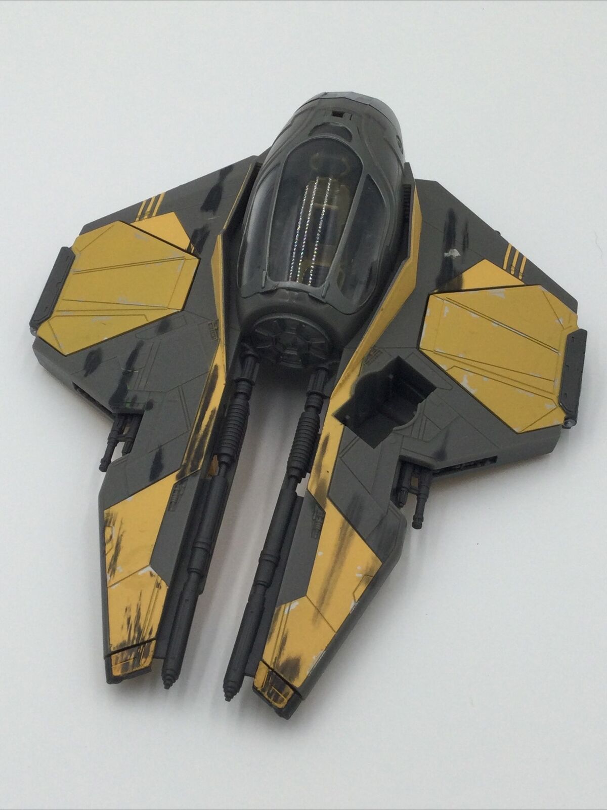 2004 Hasbro Star Wars Anakin Skywalker Jedi Fighter Ship Starfighter Yellow/Grey