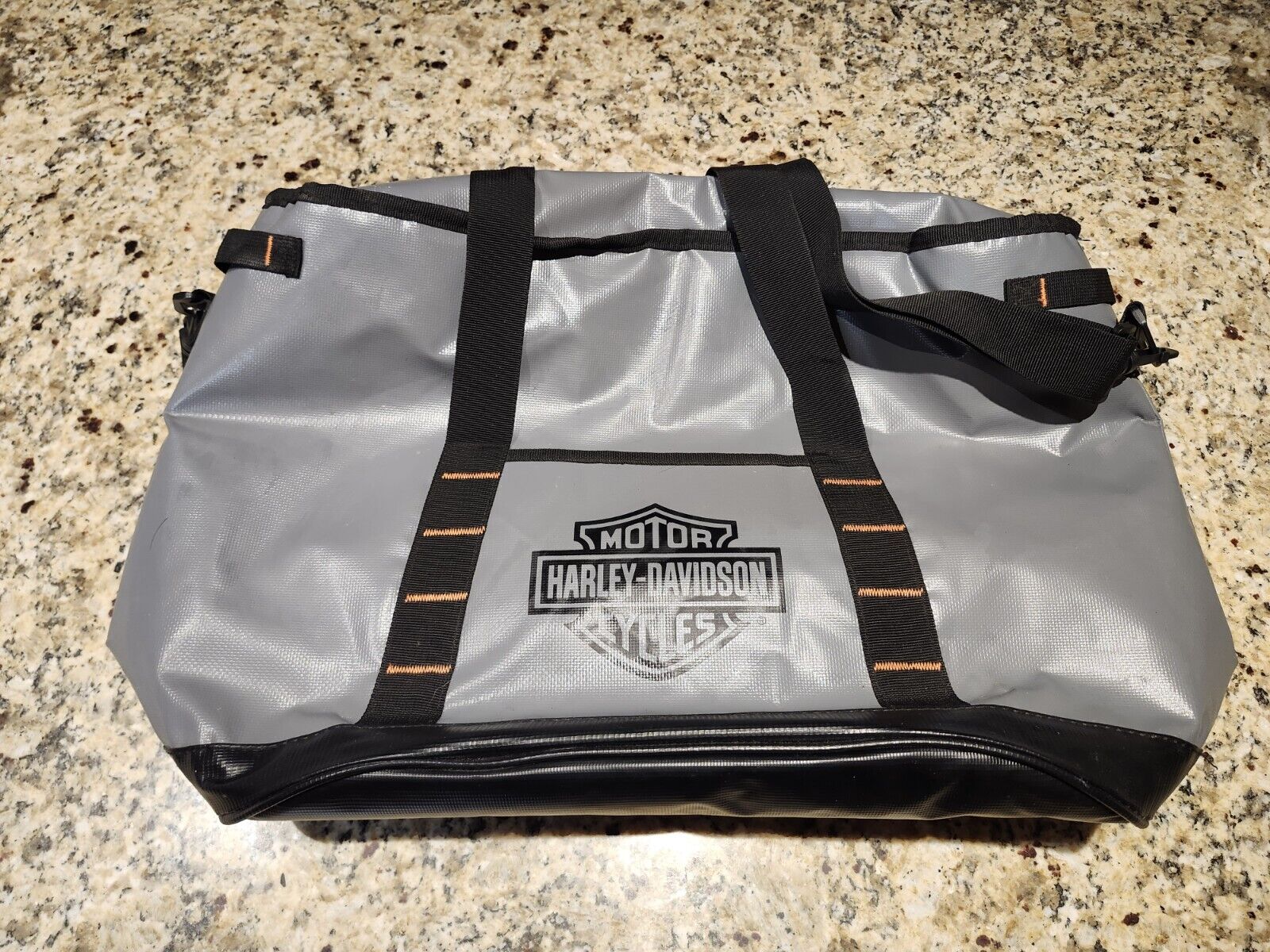 Harley Davidson Soft Sided Insulated Cooler Bag, Gray/Black/Orange, 22”x14”