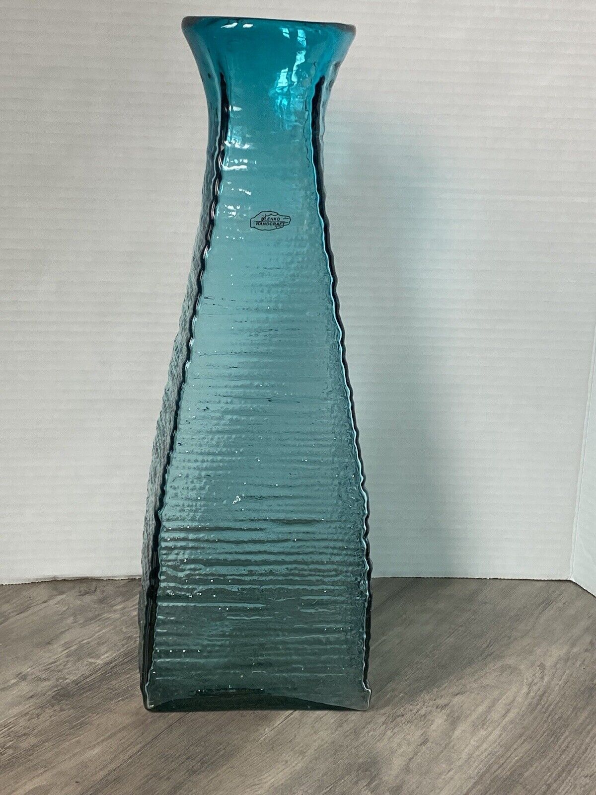 Blenko 2134 Strata Vase Turquoise Some Flaws Please READ Description/Photos
