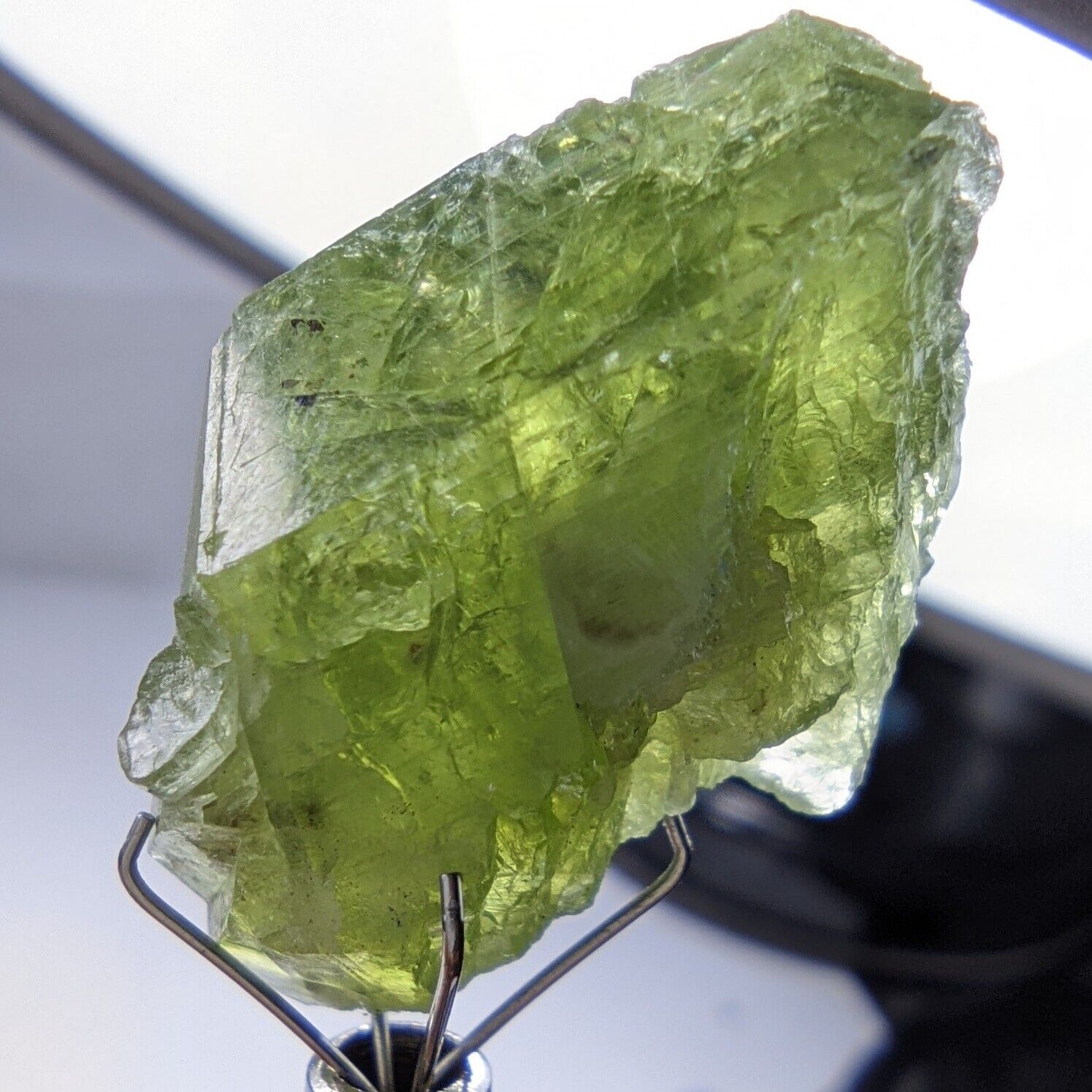 Natural Small Thumbnail Size Single Transparent Green Diopside Crystal, 7 Grams