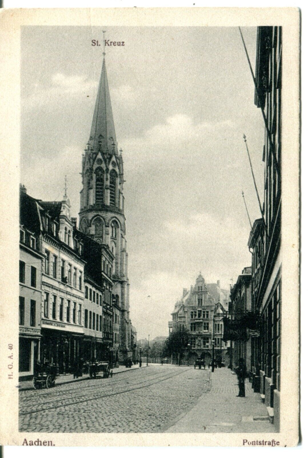 Germany AK Aachen 52062 - Pontstrasse St Kreuz 1905 cover NYC NY USA on postcard