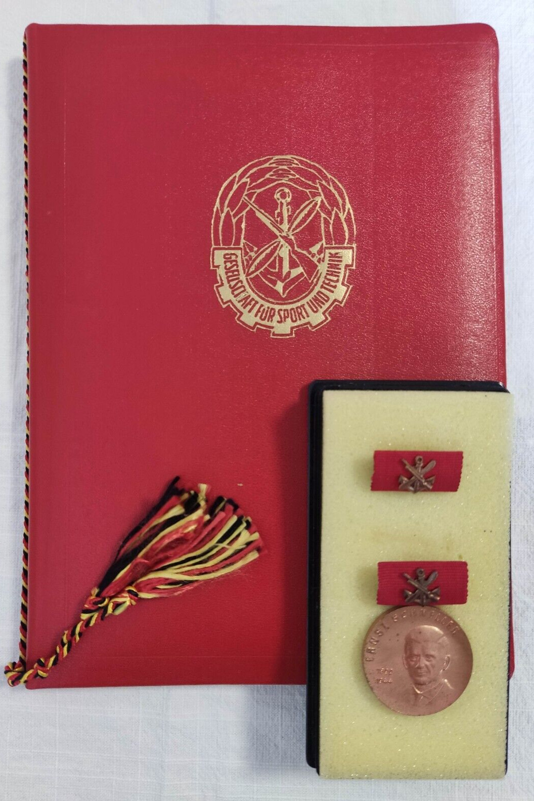 DDR Ernst Schneller Medal in Bronze Certificate of Honor in Box