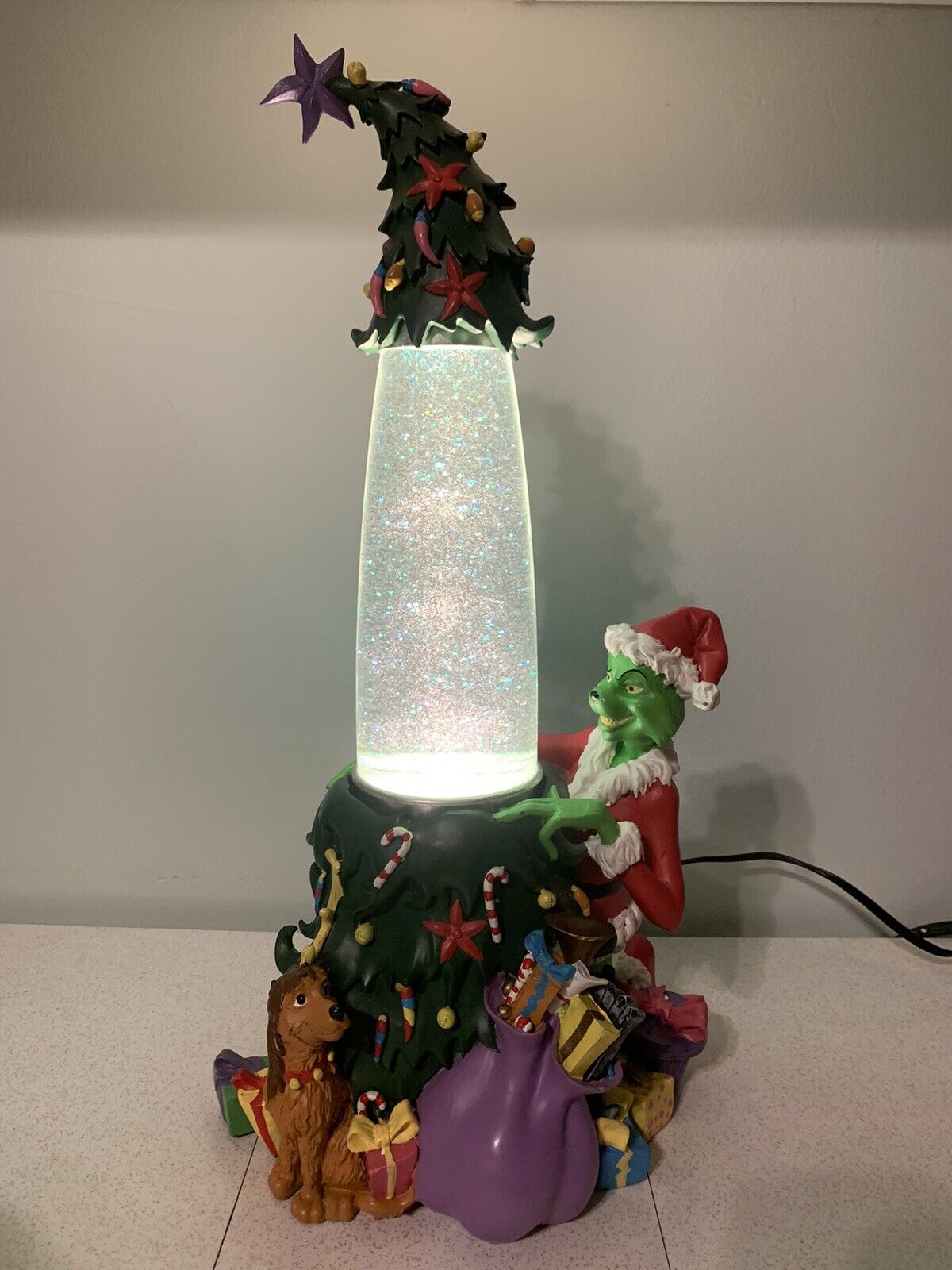 HTF Dr Seuss ‘How The Grinch Stole Christmas’ Glitter Lamp Light Orig Box WORKS