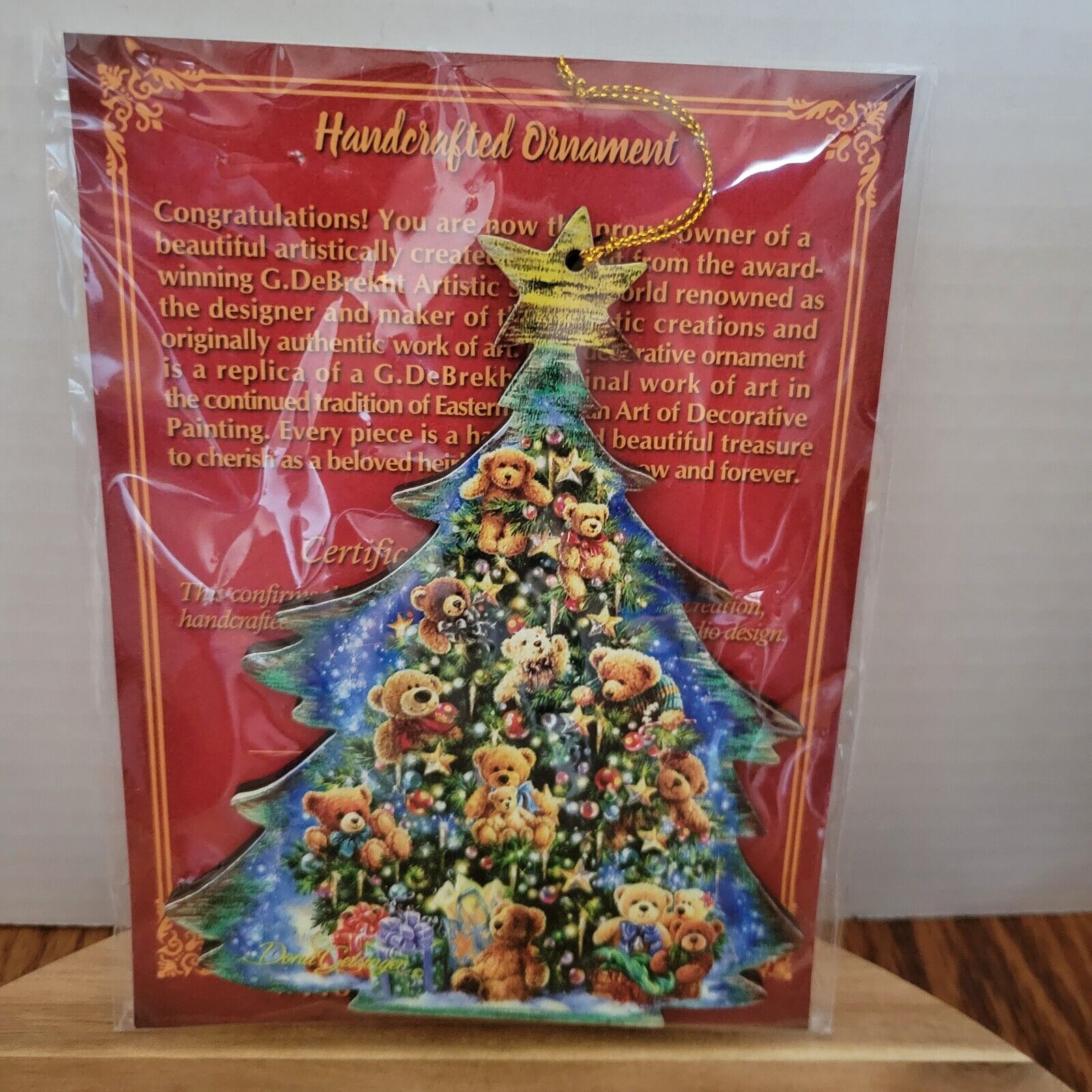 G. Debrekht Teddy Bear Tree Wooden Christmas Ornament by Dona Gelsinger