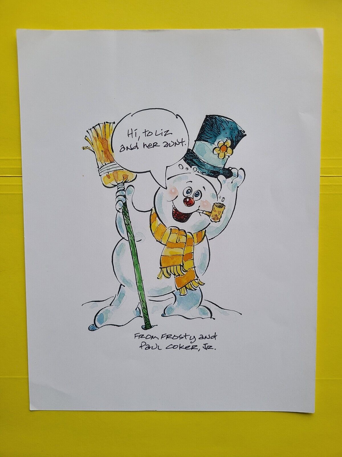 Paul Coker Jr. Frosty the Snowman ,(MAD Mag.) SIGNED FROSTY DRAWING  Rare 